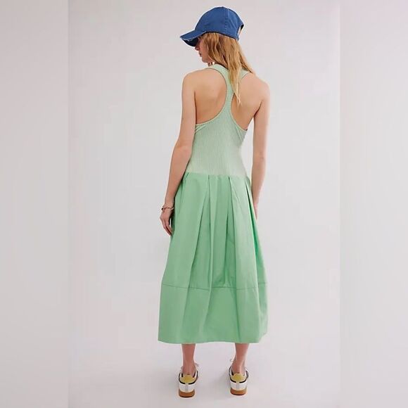 NWOT Free People Drops Of Venus Mint Green Sleeveless Midi Dress Sz XS oversized - Picture 9 of 16